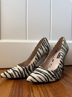 Nine West Zebra-Print Pointed Toe Pumps - Black & White